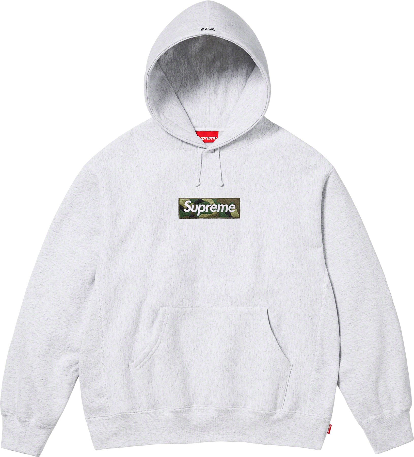 Supreme Box Logo Hooded Sweatshirt Grey FW23 - Men's Streetwear Hoodie for Urban Fashion & Winter Layering