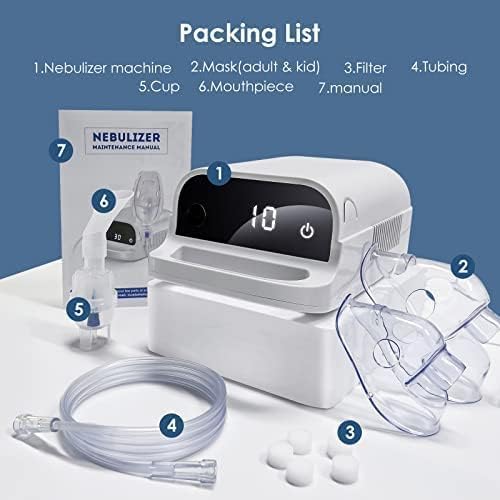 Smart Nebulizer with Digital Display - Quiet Compressor Nebulizer Machine for Adults & Kids - Portable Desktop Jet Nebulizer for Asthma, COPD & Breathing Relief - Perfect for Home, Travel & Clinic Use