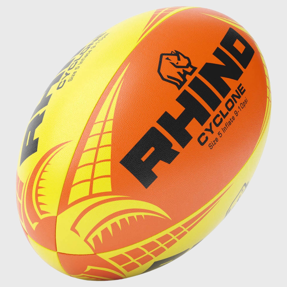 Rhino Cyclone Training Rugby Ball - Yellow/Orange - Durable Rugby Training Ball for Practice & Match - Perfect for Rugby Training, Games & Sports Drills