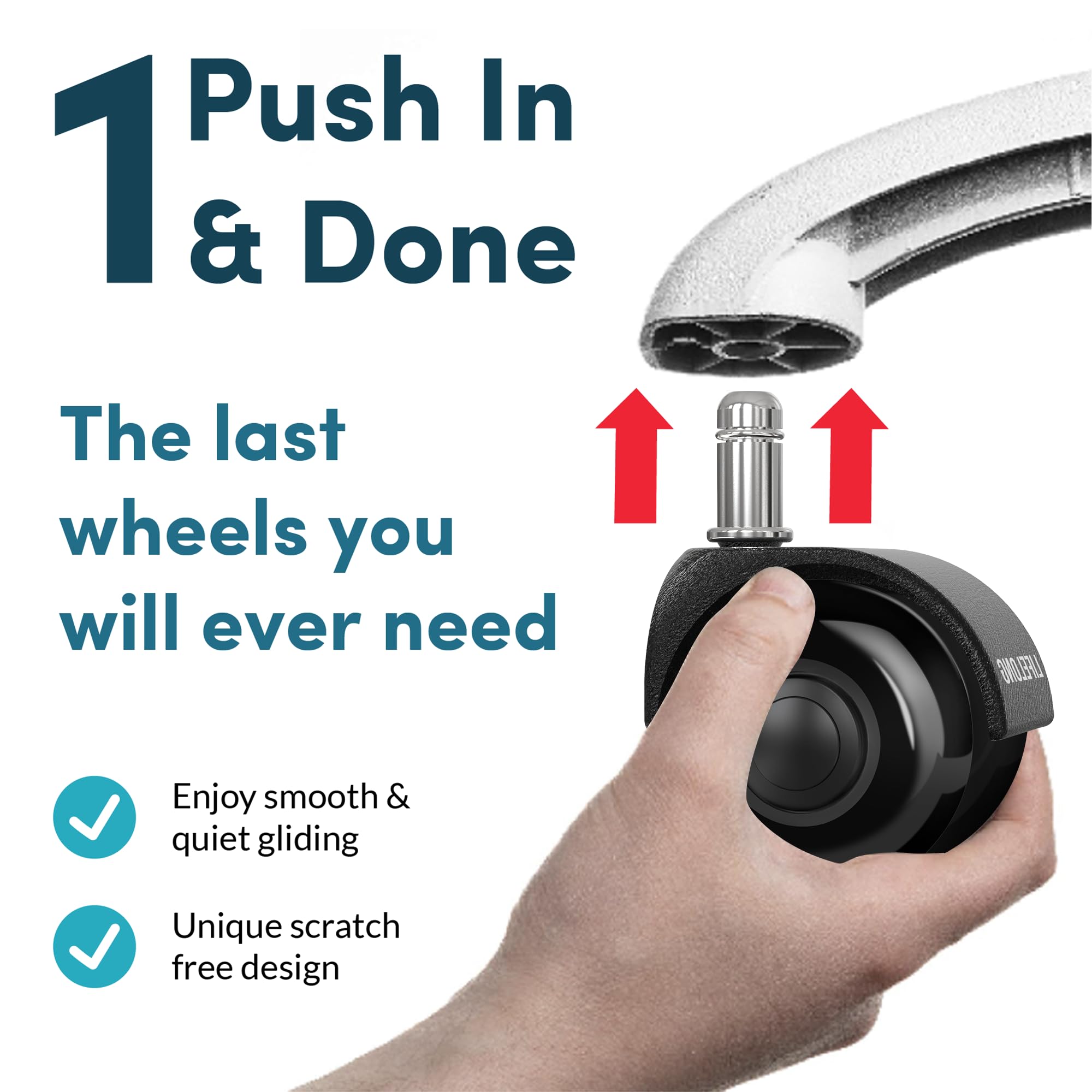 Lifelong Heavy Duty Office Chair Casters - Set of 5 Dual Wheel Replacement Casters for Hardwood Floors & Carpets | Durable Rubber Chair Wheels to Replace Office Chair Mats | Fits 98% of Chairs | Perfect for Home Office, Conference Rooms & Workspaces