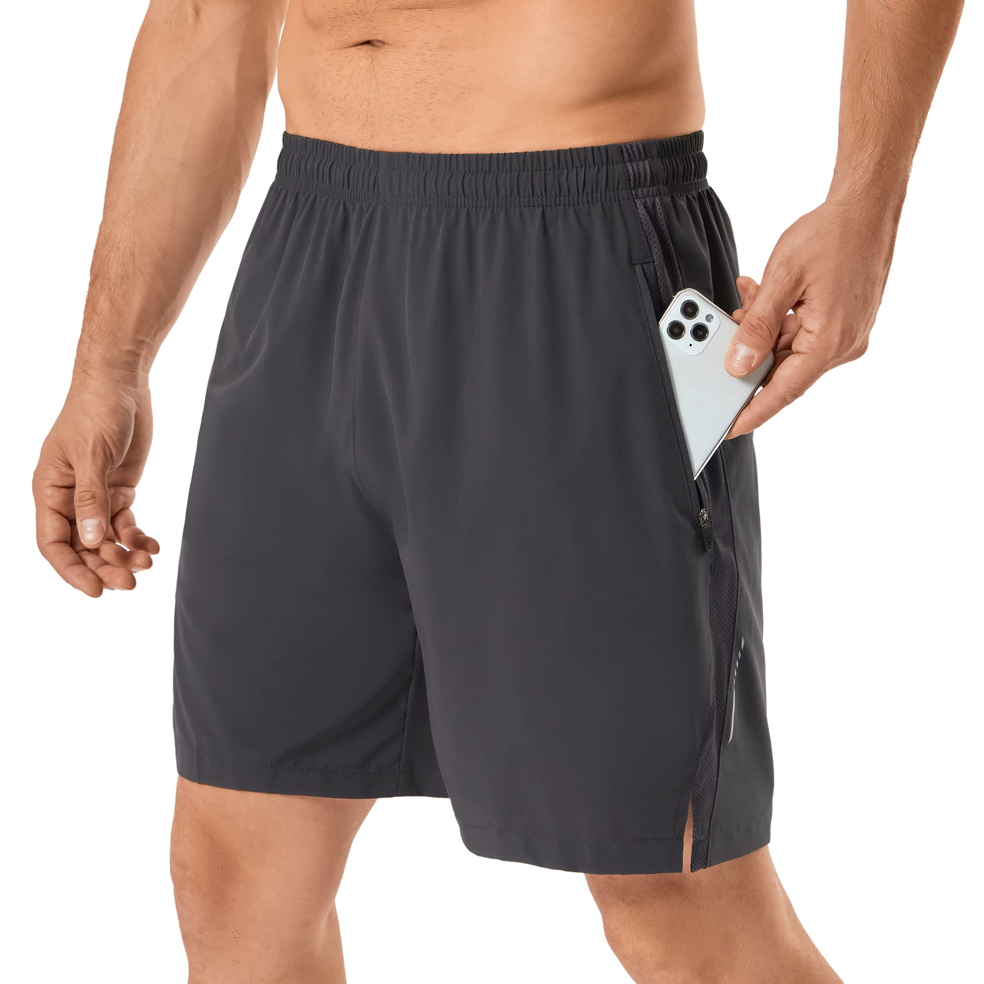 URBCIETY Men's Quick Dry Running Shorts with Zipper Pockets - 7 Inch Athletic Gym Shorts for Workout, Jogging & Training - Breathable Moisture-Wicking Fabric with Drawstring Waist - Perfect for Running, Gym, Hiking & Summer Sports