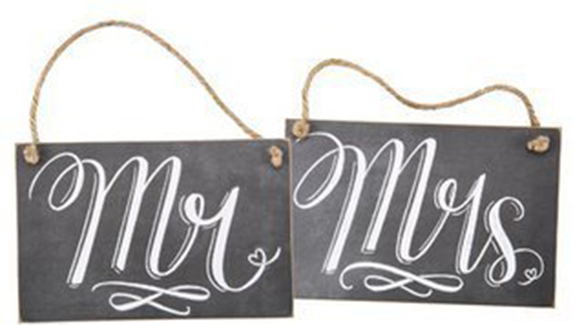 Mr. & Mrs. Chalk Signs Set of 2 - Wedding Decor, Anniversary Gift, Rustic Home Signage for Couples - Perfect for Wedding Reception, Bridal Shower, or Home Decor