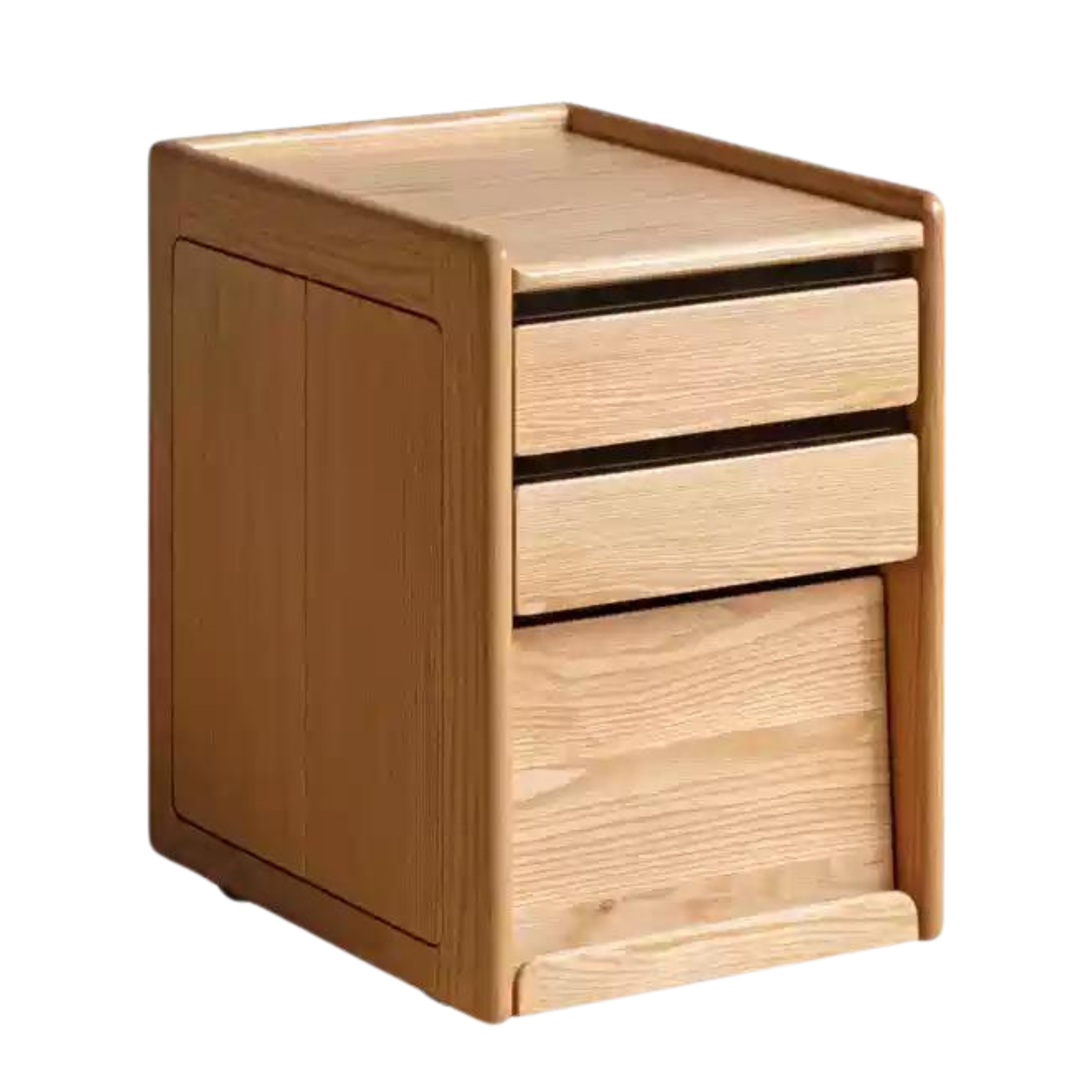 14.9x19.6x22.4 inch / 38x50x57.8cm / Natural wood color / Oak mobile cabinet