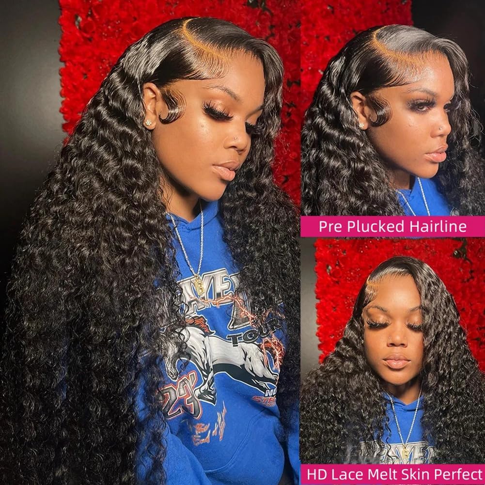 30 Inch 200% Density 13x4 Deep Wave Lace Front Human Hair Wig - Pre Plucked with Baby Hair for Black Women | Perfect for Daily Wear, Parties & Special Occasions