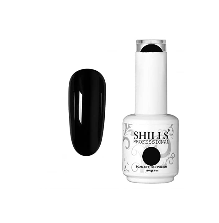 SHILLS Professional UV/LED Soak Off Gel Polish - 0038 Black (15ml) | Long-Lasting Nail Polish for Salon & Home Manicures | Perfect for Nail Art, French Tips & Special Occasions