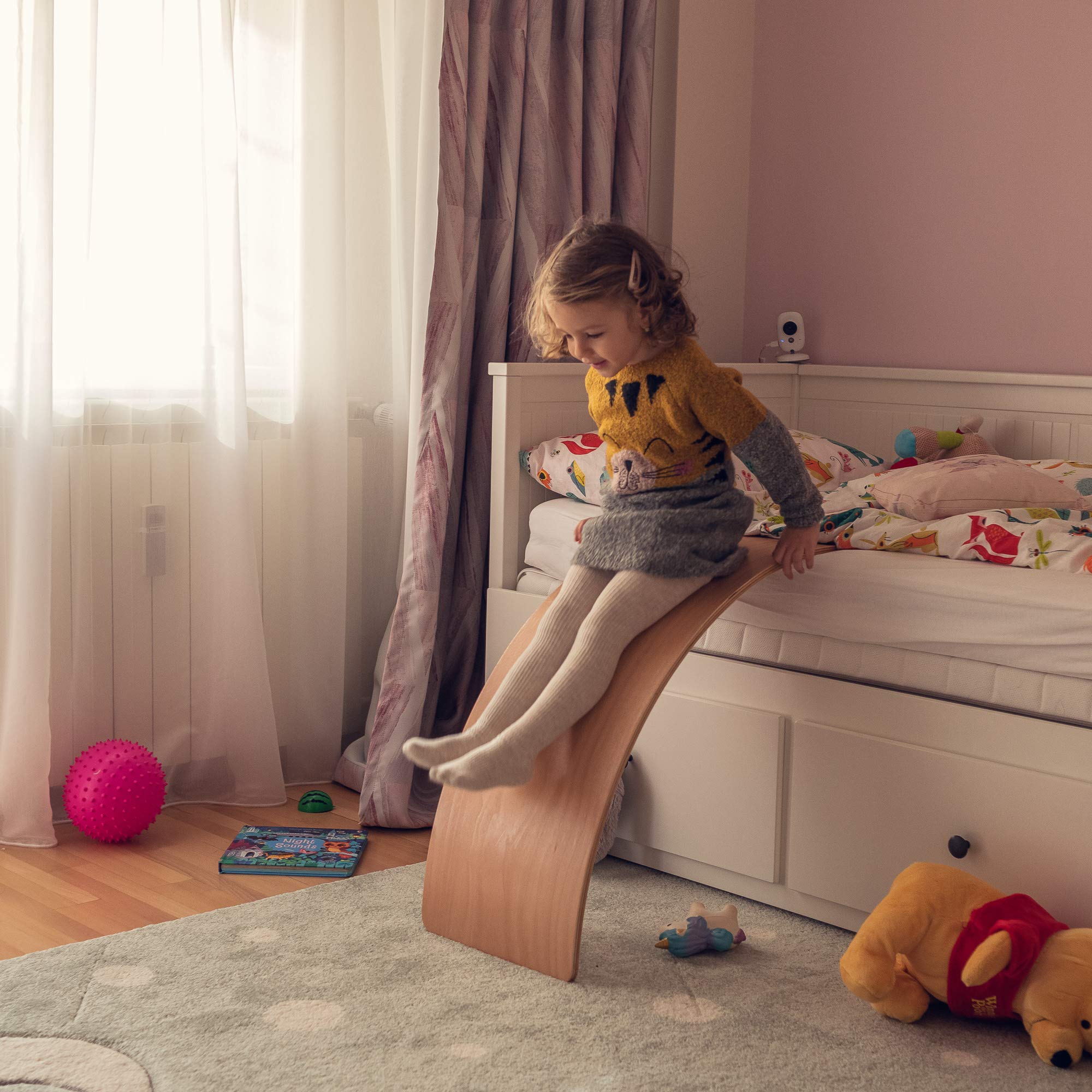 **Nutty Toys Montessori Wooden Wobble Board for Kids & Adults - 100% Natural Wood Balance Board, Toddler Balancing Toy for Boys & Girls - Open-Ended Play Toy, Best Christmas Stocking Stuffer Gift Idea 2024 - Perfect for Indoor Play, Yoga, and Sensory Development**