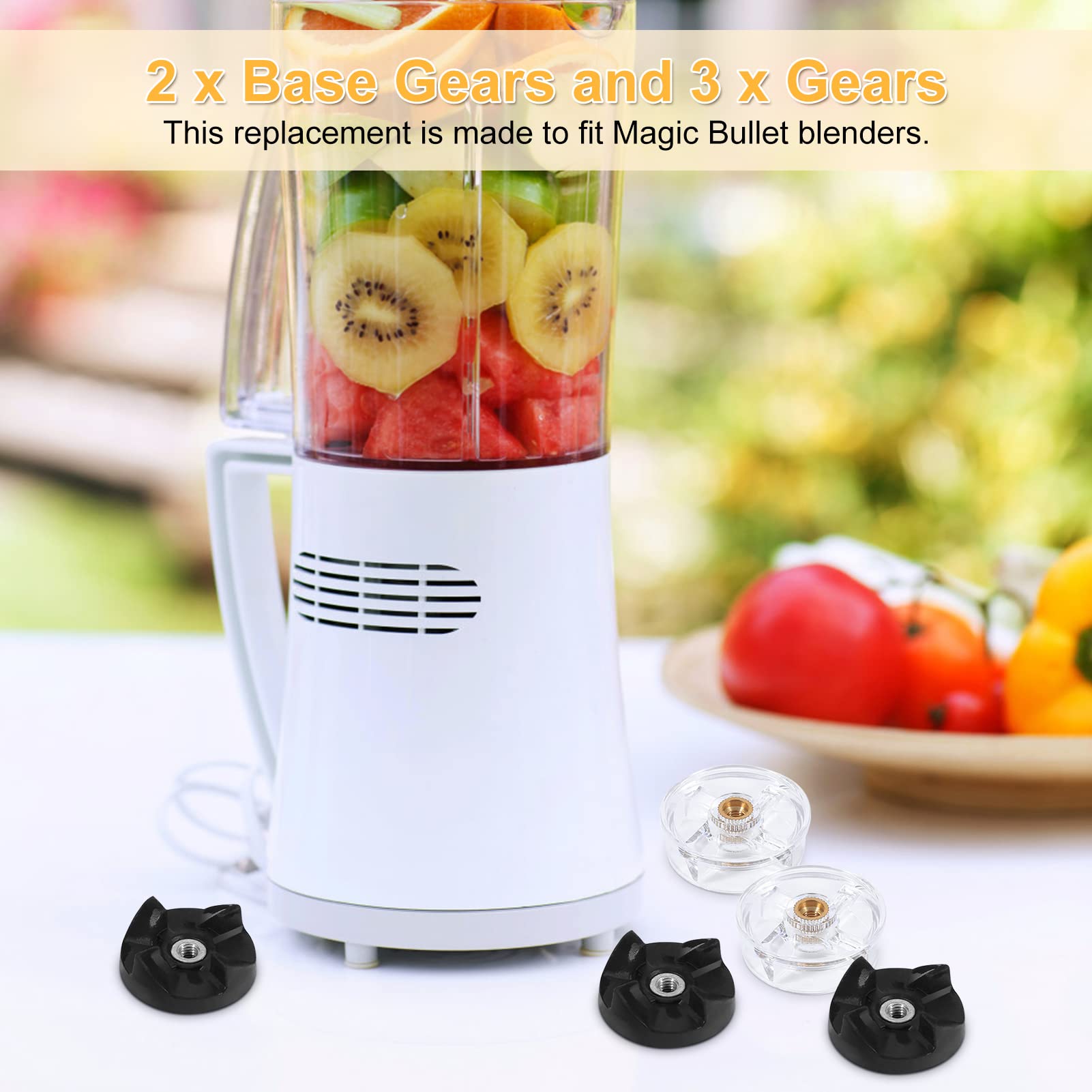 Zerone Blender Replacement Base Gear for Magic Blender 250W MB1001 - 3 Spare Base Gears & 2 Extra Gears - Perfect for Smoothie, Juice & Food Processing