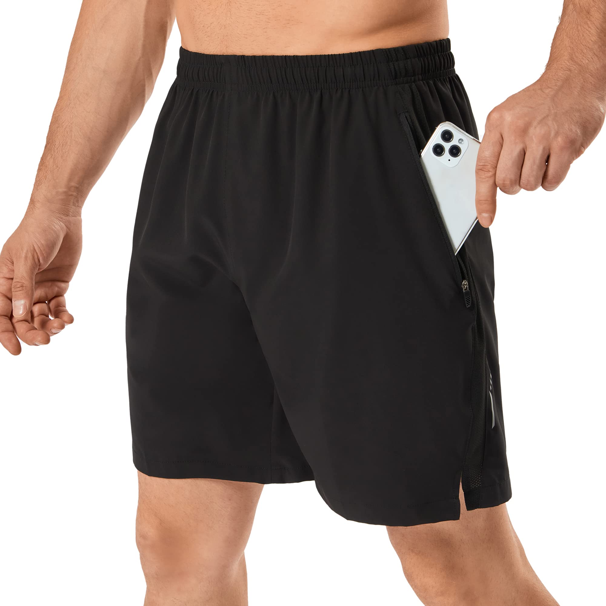 URBCIETY Men's Quick Dry Running Shorts with Zipper Pockets - 7 Inch Athletic Gym Shorts for Workout, Jogging & Training - Lightweight Moisture-Wicking Fabric for Sports, Exercise & Outdoor Activities