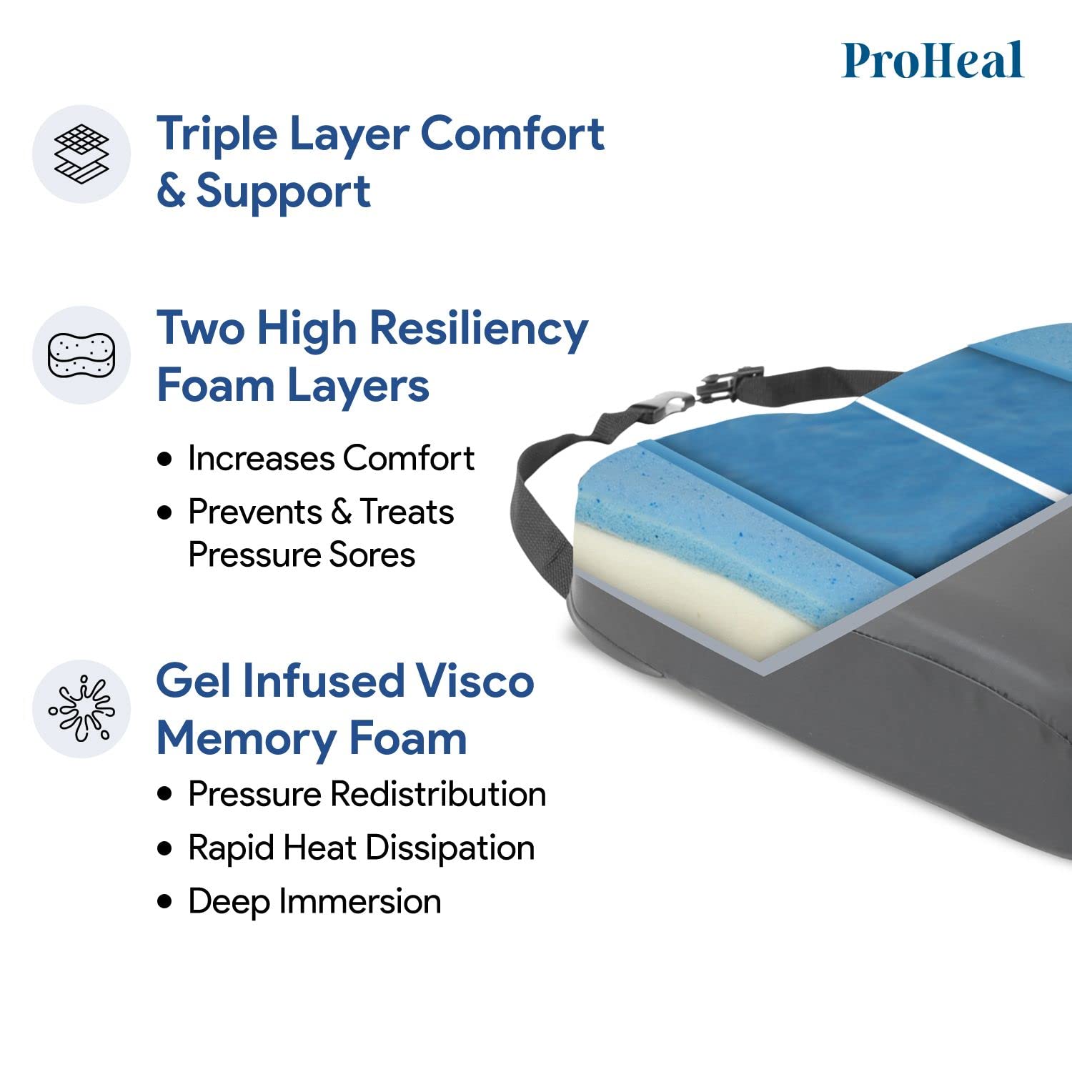 Gel Infused Memory Foam Bariatric Wheelchair Cushion 24