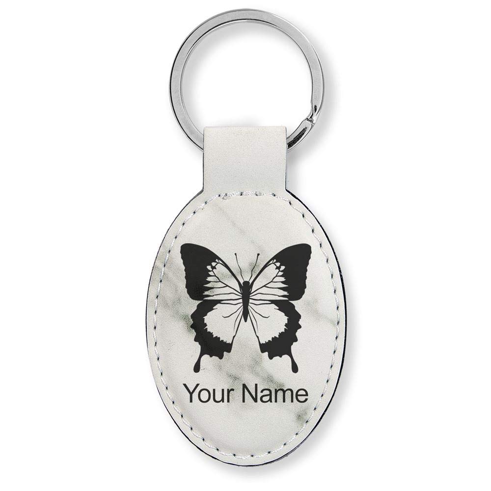 Personalized LaserGram Oval Keychain with Swallowtail Butterfly Design - Custom Engraving Gift for Women, Men, Friends & Family - Perfect for Birthdays, Anniversaries and Special Occasions