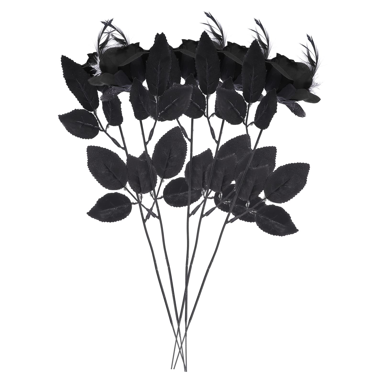NUOBESTY 5pcs Artificial Silk Rose Bouquet - Halloween Home Decor, DIY Wedding Floral Arrangement, Bridal Centerpiece, Table Decor for Parties & Events