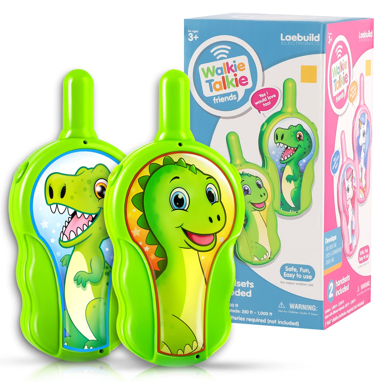 Dinosaur Walkie Talkies for Kids Ages 3-12 - Long Range Two Way Radios for Boys & Girls - Perfect Birthday Gifts, Easter Basket Stuffers & Outdoor Adventures (Camping, Hiking, Backyard Play)