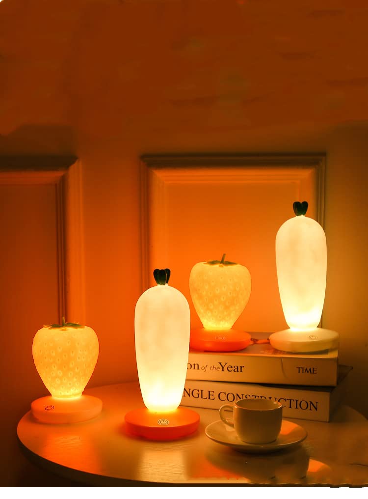 Radish-Shaped Night Light - Soft Silicone Touch Sensor Desk Lamp for Kids Room, Nursery, Bedroom & Bookshelf | Cute Cartoon Decor & Reading Light