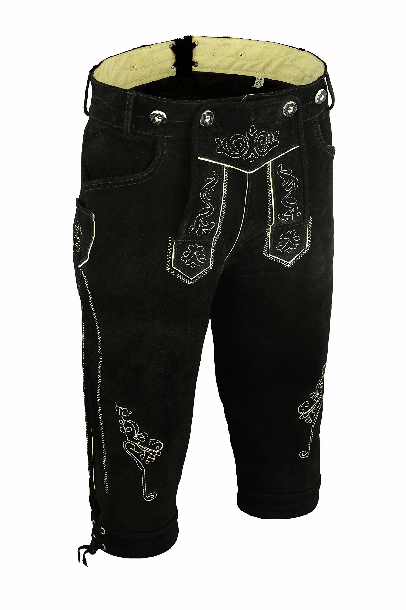Authentic Bavarian Lederhosen Leather Shorts for Men - Black | Traditional German Oktoberfest Costume | Perfect for Oktoberfest, Beer Festivals, and Cultural Events