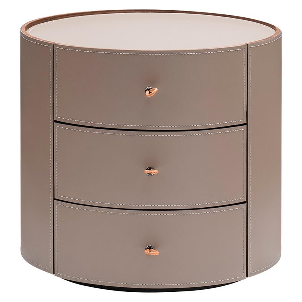 Round Bedside Table with Drawers - Modern Nightstand for Bedroom, Home Furniture - Perfect for Small Spaces, Apartment Living & Bedside Storage