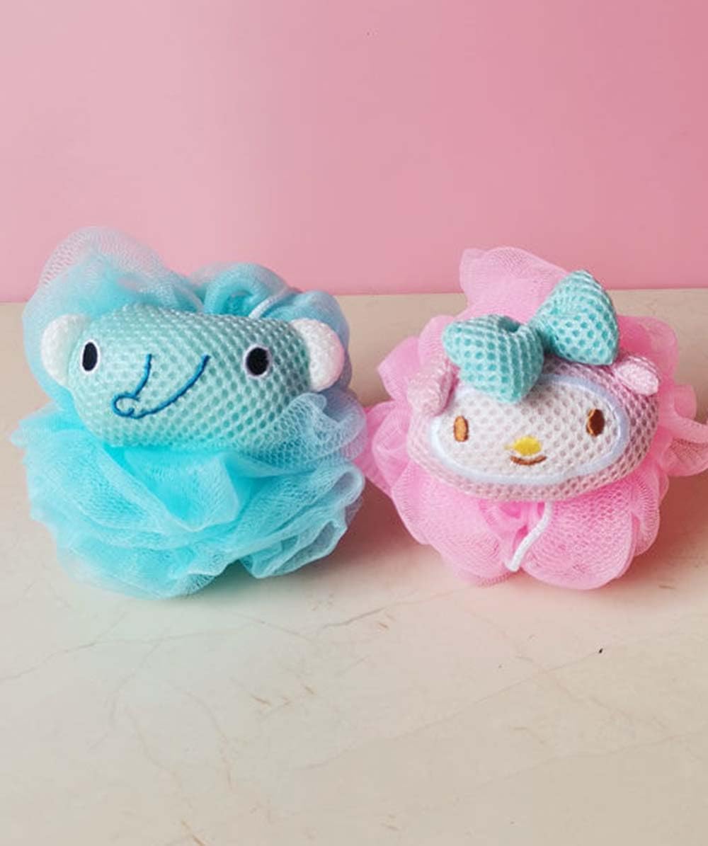 **Cute Pink Anime Bath Sponge with Handle - Large Exfoliating Loofah for Women, Soft Shower Ball & Beauty Sponge - Perfect for Gentle Cleansing, Body Scrub & Cartoon-Themed Bath Accessories**