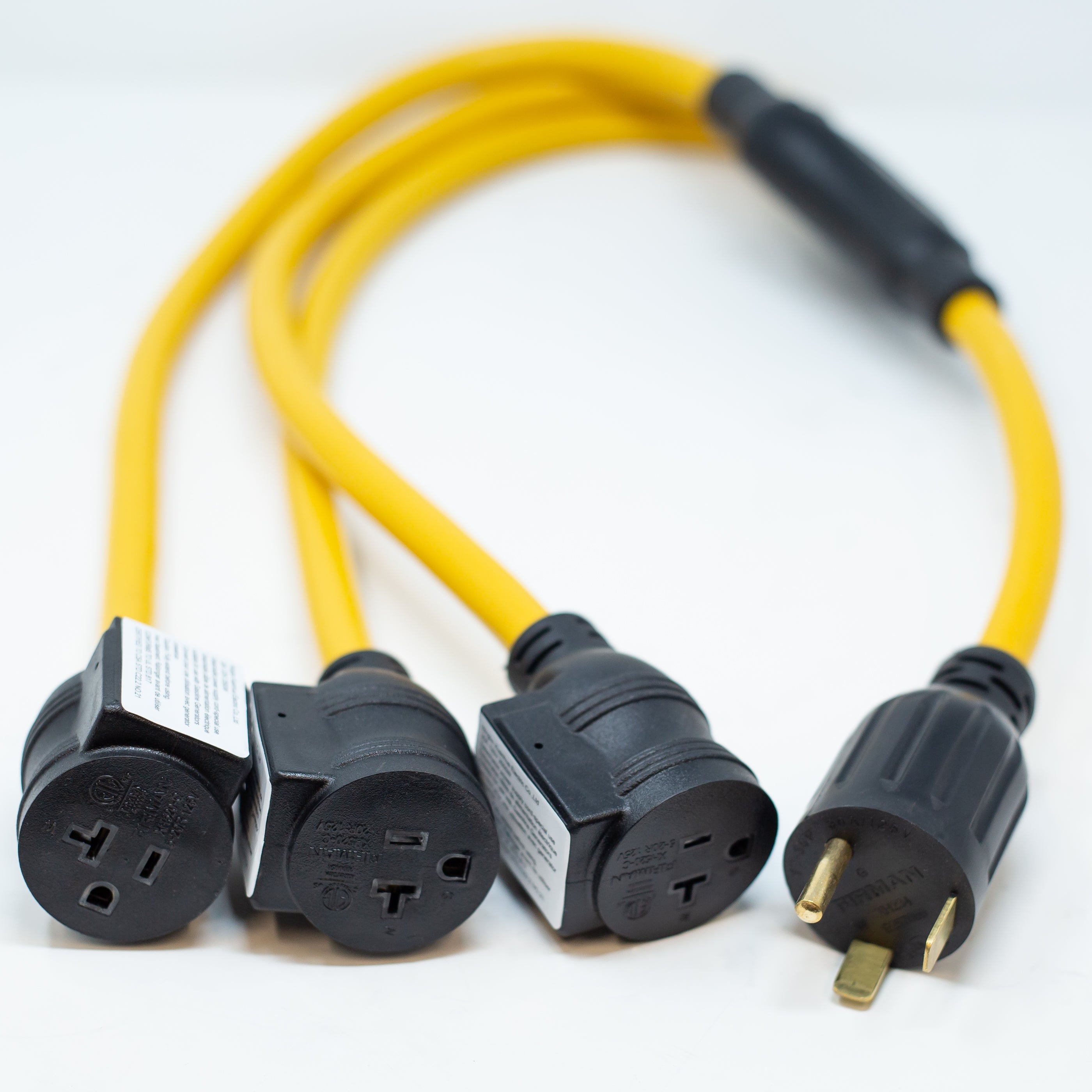3' Heavy Duty TT-30P to (3) 5-20R Short Power Cord - RV, Camper & Generator Extension Cord for Outdoor Camping, Home Backup Power & Emergency Use