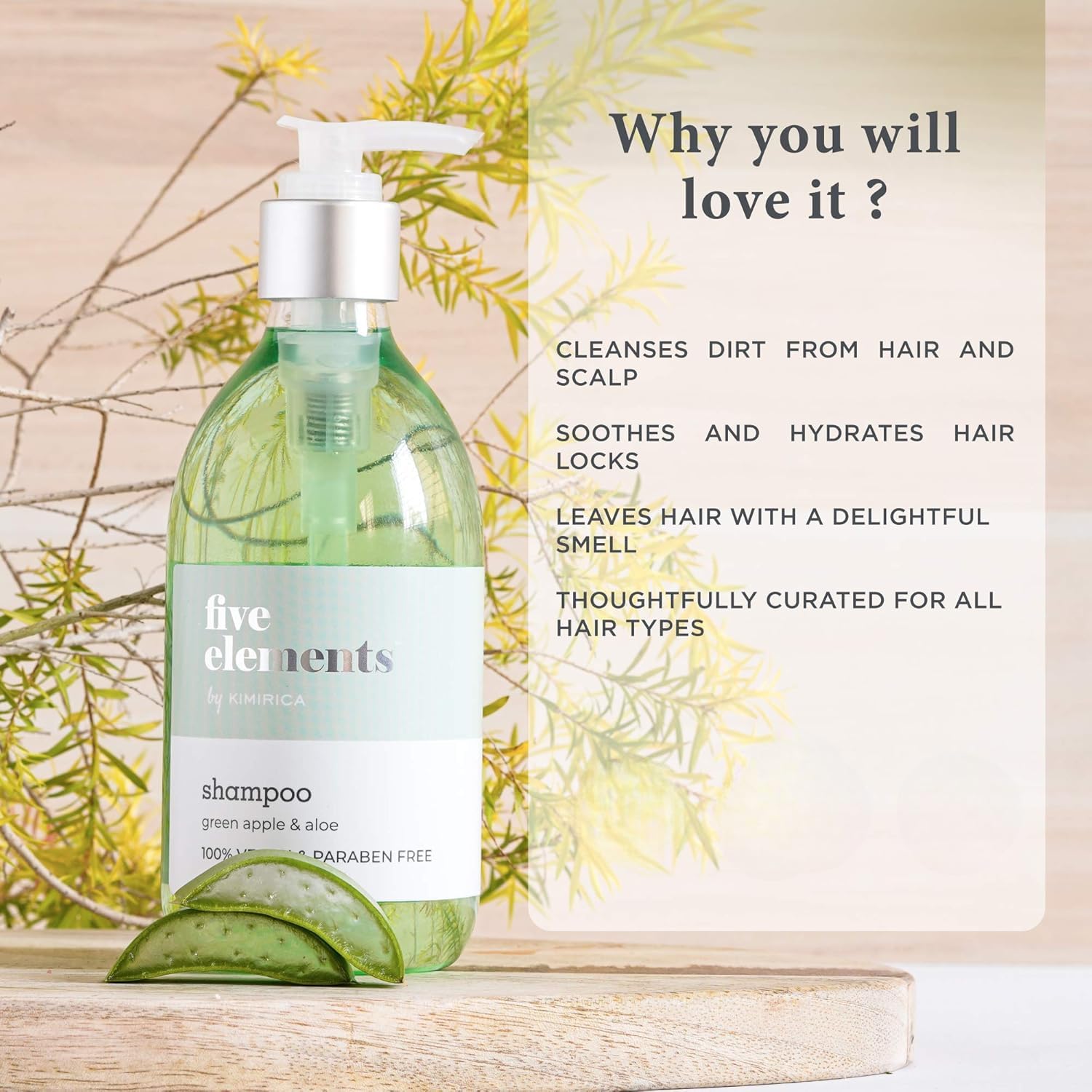 Green Apple & Aloe Vera Shampoo and Conditioner Set - Vegan, Paraben & SLS Free Hair Care Duo (300ml x 2) for Hydration & Shine - Perfect for Daily Use at Home, Gym, or Travel