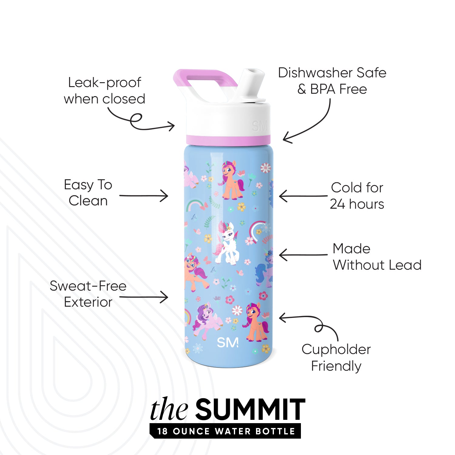 Summit Kids Water Bottle with Straw Lid - BPA Free, Leak Proof, 12oz Insulated Stainless Steel Bottle for School, Sports & Outdoor Activities