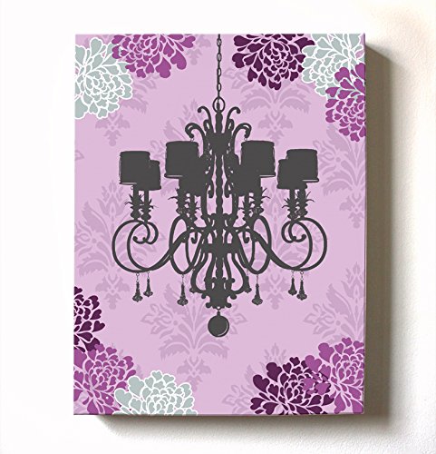 Girls Princess Nursery Canvas Wall Art - Unique Floral Chandelier Baby Shower Gift for Bedroom & Playroom Decor - Multiple Designer Colors & Sizes - Perfect for Newborn Gifts & Nursery Room Wall Decoration