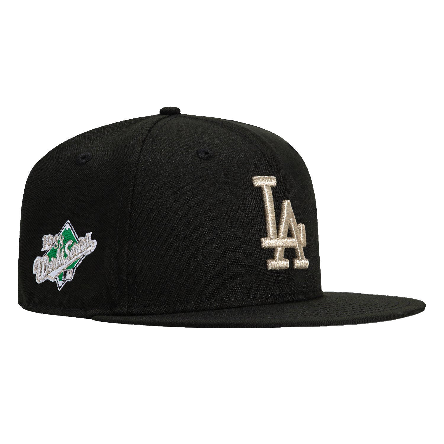 New Era 59Fifty Los Angeles Dodgers 1988 World Series Patch Snapback Hat - Black & Metallic Silver - Official MLB Baseball Cap for Men & Women - Perfect for Games, Collecting & Streetwear Fashion