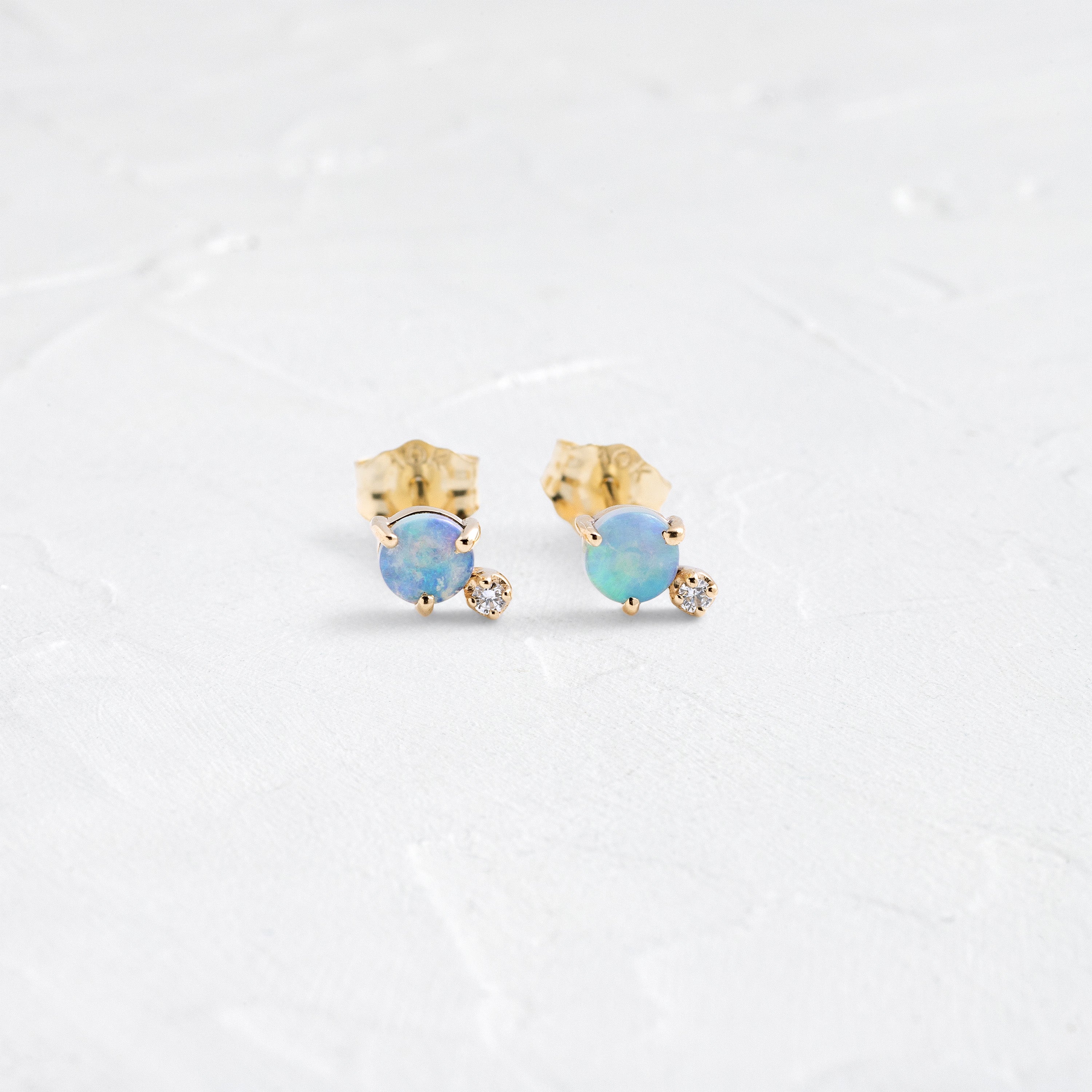 Exquisite Classic Opal & Diamond Earrings for Women - 14K Gold Studs - Elegant Gift for Anniversary, Birthday & Special Occasions - Perfect for Evening Parties, Weddings & Date Nights