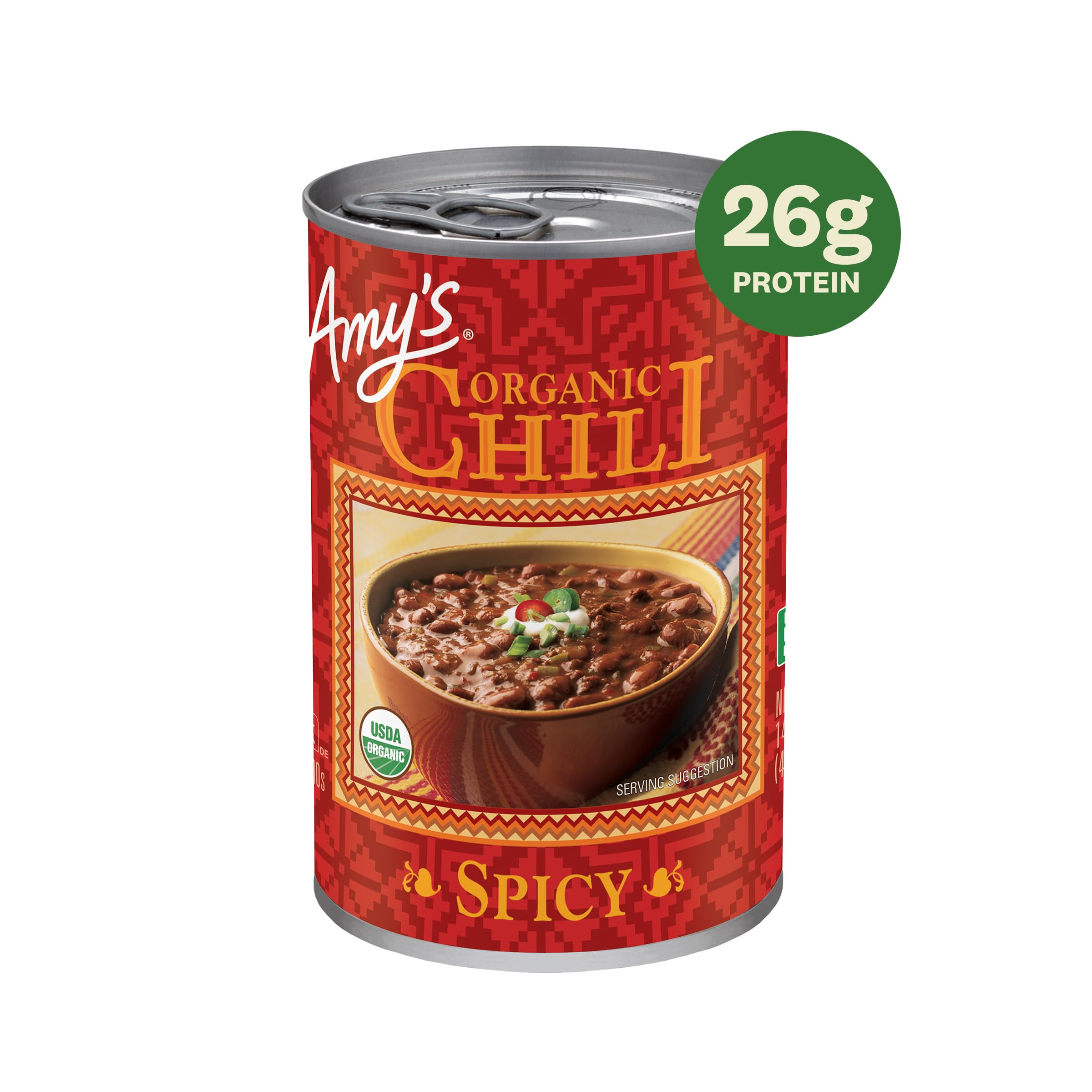 Amy's Organic Vegan Spicy Chili with Red Beans & Tofu - Gluten Free, 14.7 Oz (12 Pack) - Perfect for Camping, Quick Meals & Healthy Plant-Based Diets