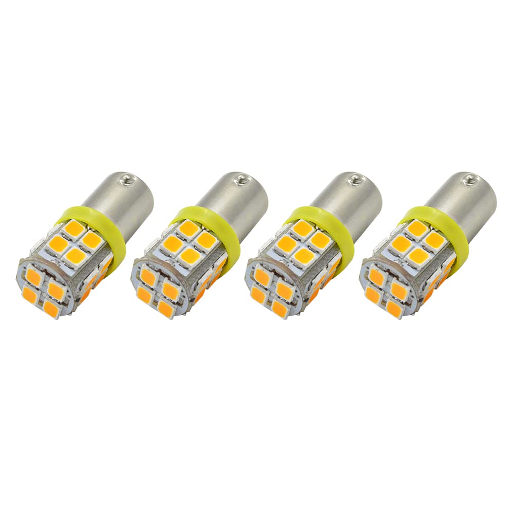 Ruiandsion 4-Pack BA9S LED Bulbs 12V Super Bright 2835 20SMD Chipset - BA9 BA9S 53 57 1895 64111 Compatible - Yellow Interior & Side Door Courtesy Lights for Cars, Trucks, Boats, RVs