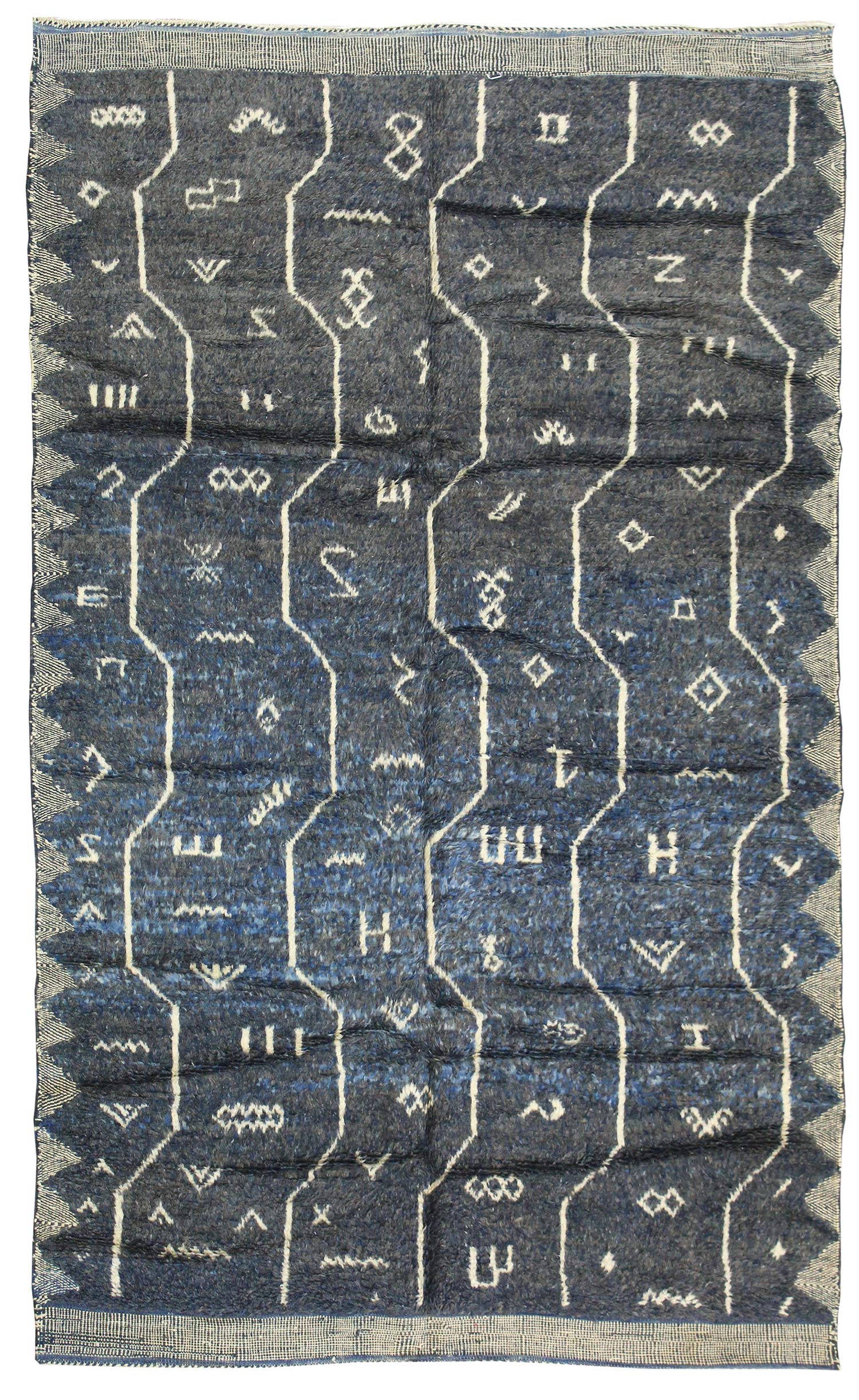 Authentic Beni Ouraine Handwoven Moroccan Tribal Rug - J61079 | Premium Berber Wool Carpet for Boho Living Room, Bedroom & Home Decor