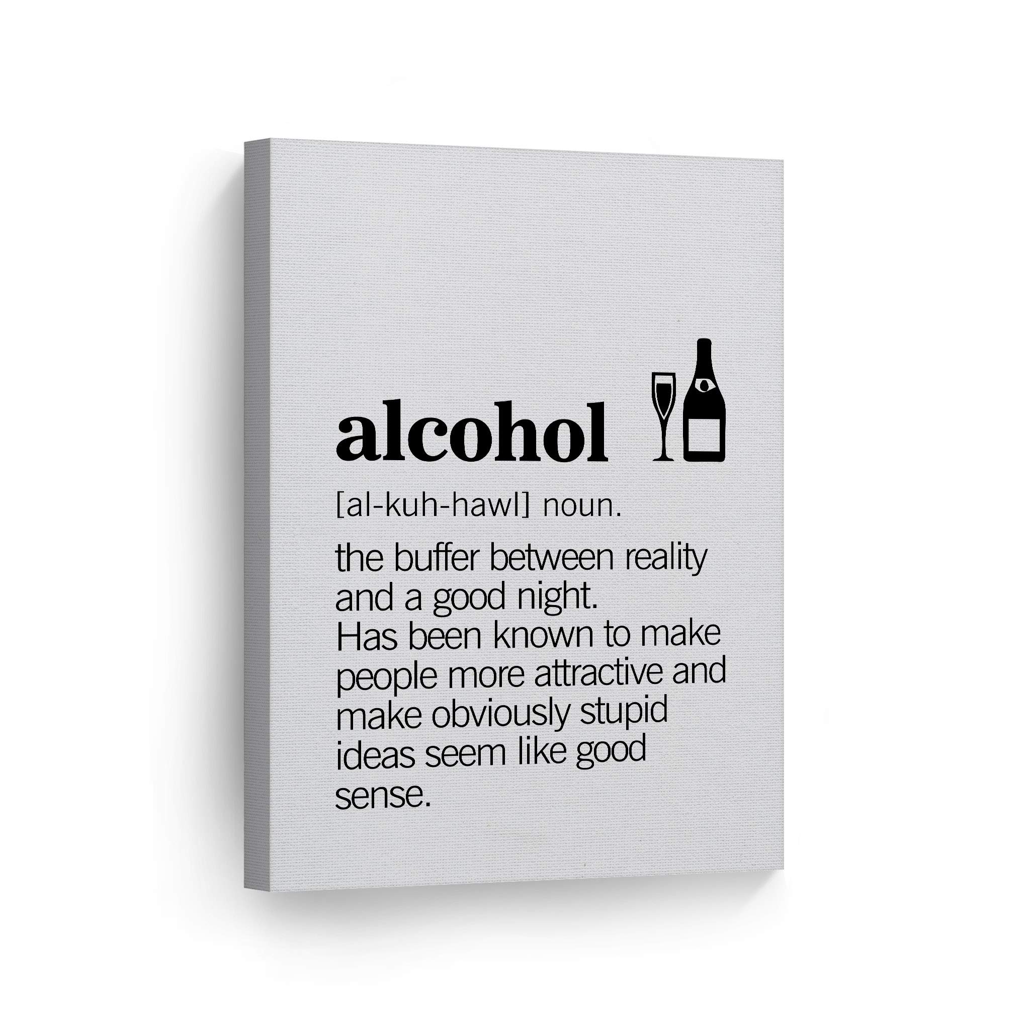 Funny Alcohol Definition Canvas Wall Art - 40x30 Inch Kitchen & Dining Room Decor, Modern Farmhouse Print for Restaurant, Cafe & Home - Perfect Housewarming Gift (Ready to Hang)