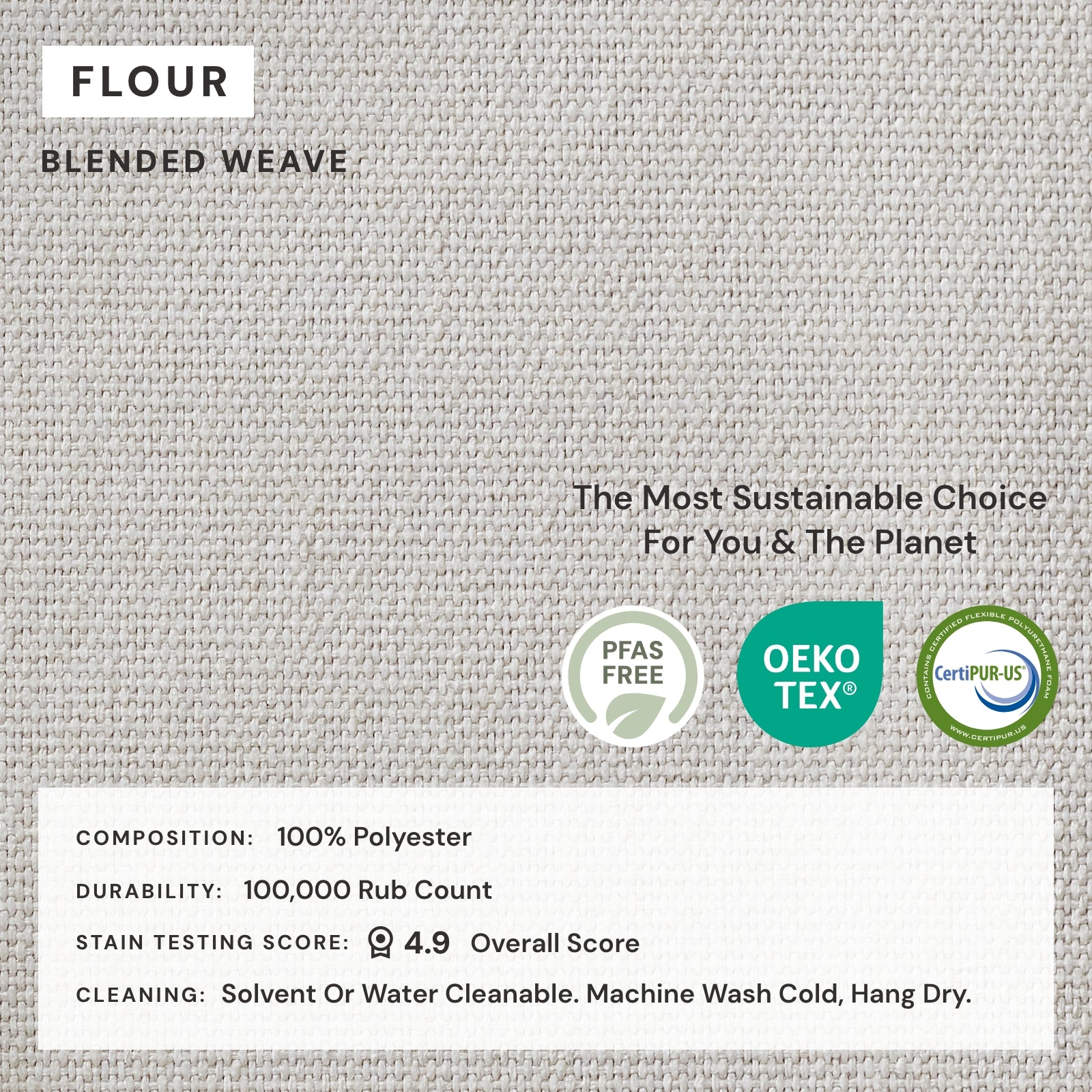 7-Seater U-Shaped Sectional Sofa with Bench Ottoman - Comfortable Blended Weave Fabric for Living Room, Family Room & Home Theater | Flour Color
