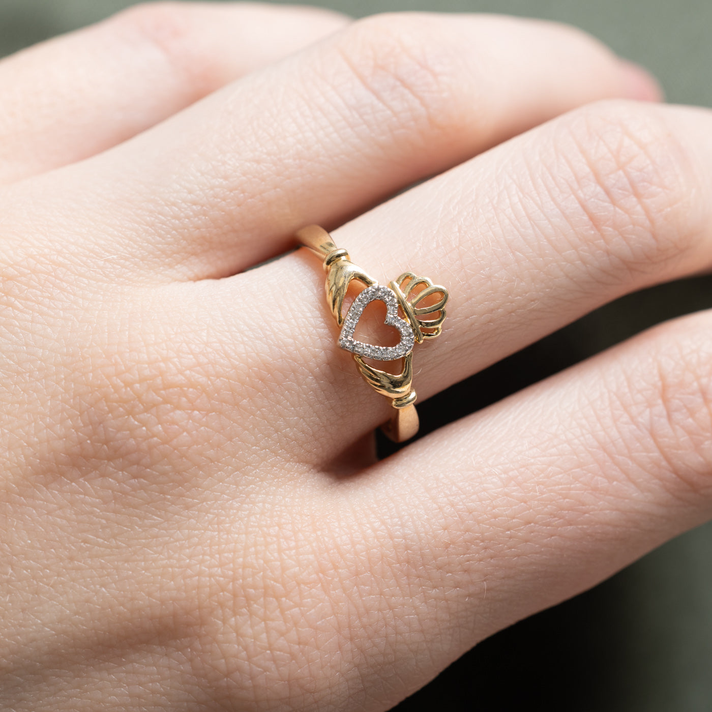 0.02ctw Diamond Accent Claddagh Ring for Women - Size 7.5 - Elegant Irish Love Friendship Loyalty Ring - Perfect for Valentine's Day, Anniversary & Wedding Jewelry Gift