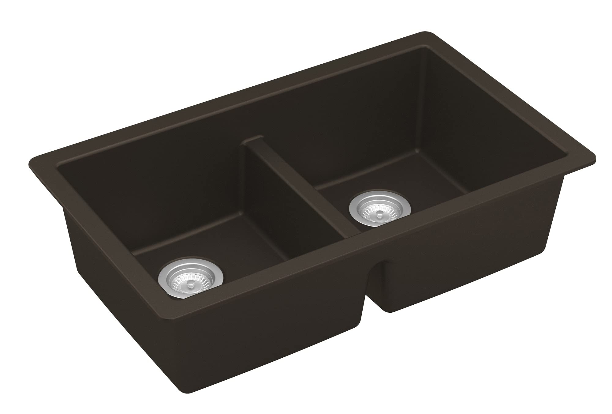 Karran QU-810 32-Inch Undermount Double Equal Bowl Quartz Kitchen Sink in Brown - Perfect for Modern Farmhouse & Contemporary Kitchen Designs