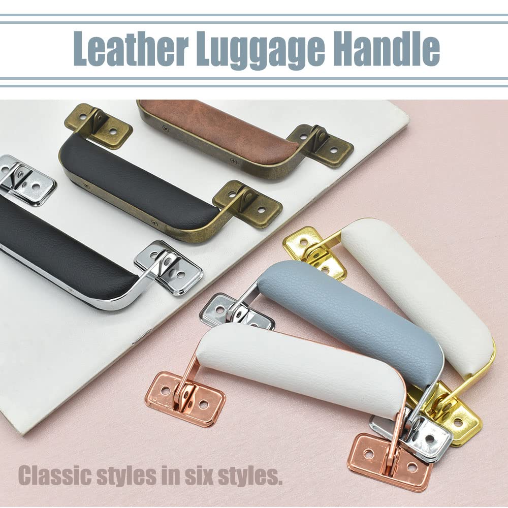 Vintage Style Leather Luggage Handle Replacement Strap - Suitcase Pull Handle for Trunk, Handbag, Briefcase (2 Pack, White Gold) | Perfect for Travel, Business & Everyday Use
