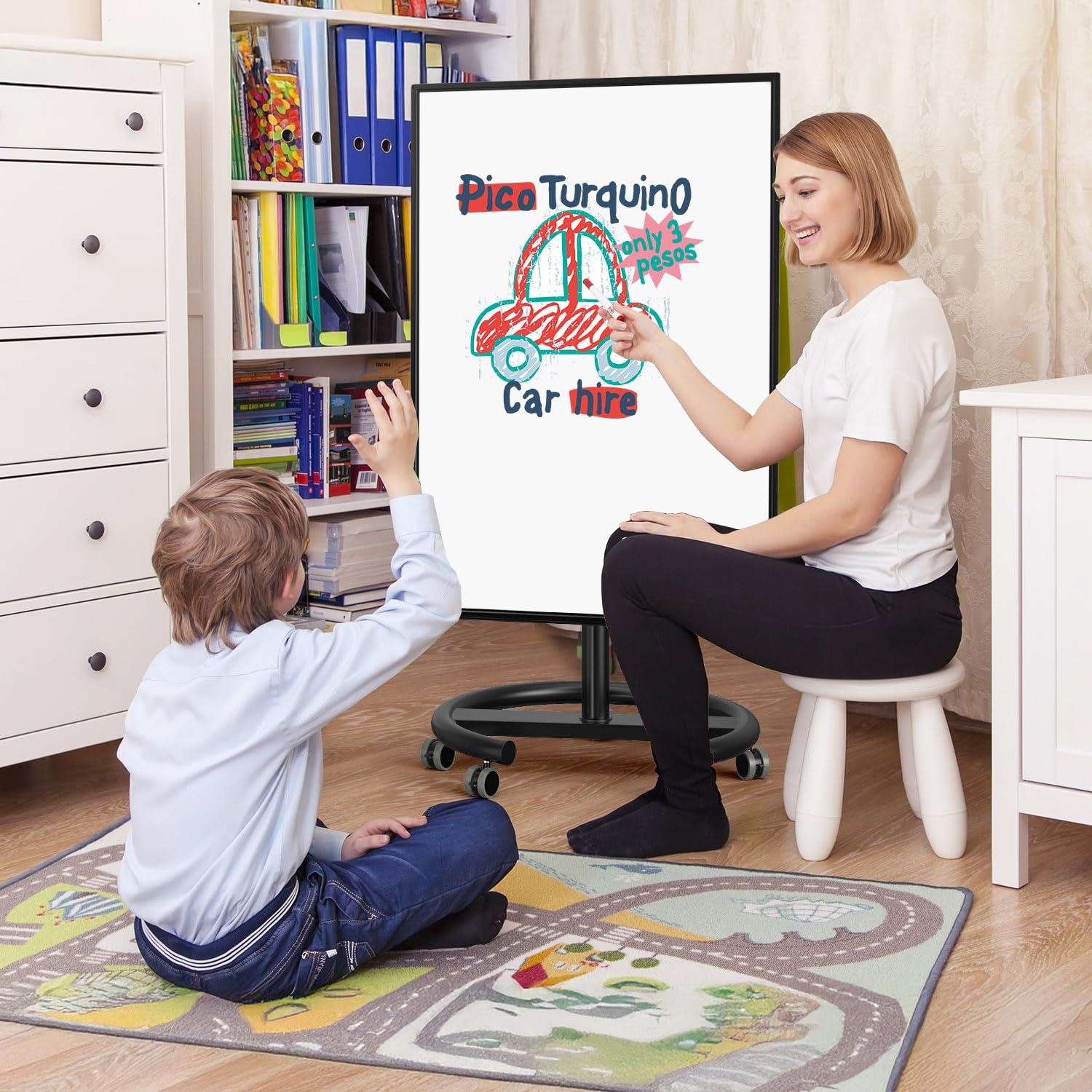 TANKEE 40 x 26 Inches Portable Magnetic Whiteboard Easel - Dry Erase Flip Chart Stand with 25-Sheet Paper Pad | Perfect for Office Meetings, Classroom Teaching & Home Organization