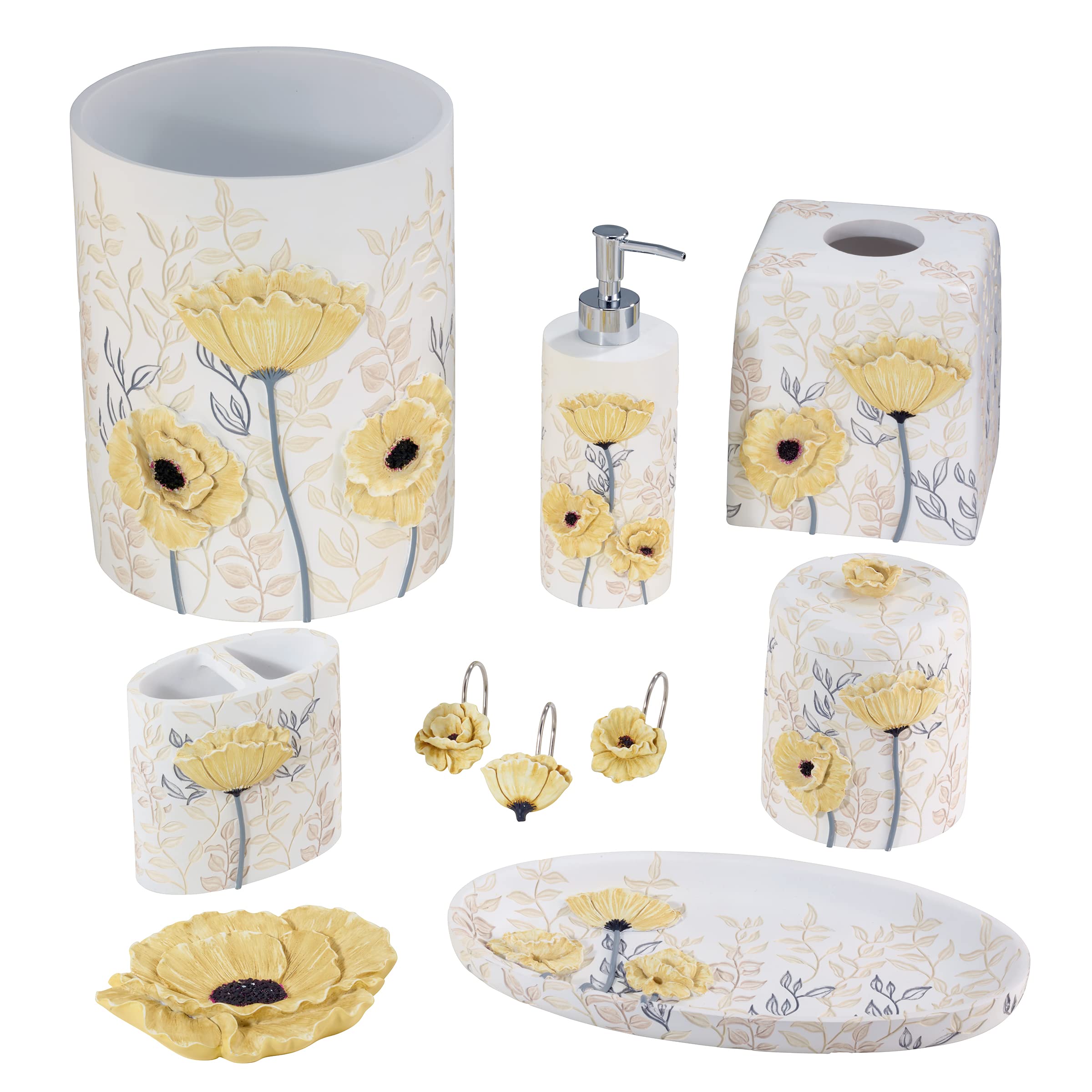Avanti Linens Vanity Tray - Multipurpose Countertop Organizer for Jewelry & Cosmetics | Chic Bathroom Decor Accessory | Marielle Collection in Yellow | Perfect for Vanity Table, Dresser Top & Bathroom Counter Organization