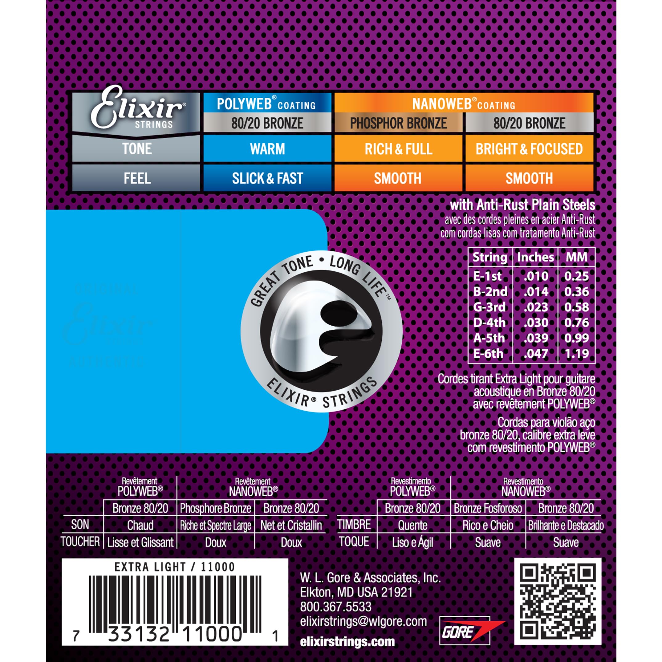 Elixir Acoustic Guitar Strings 80/20 Bronze with POLYWEB Coating - Extra Light 10-47, 6 String Set for Long-Lasting Warm Tone & Comfortable Play | Perfect for Folk, Country & Fingerstyle Performances