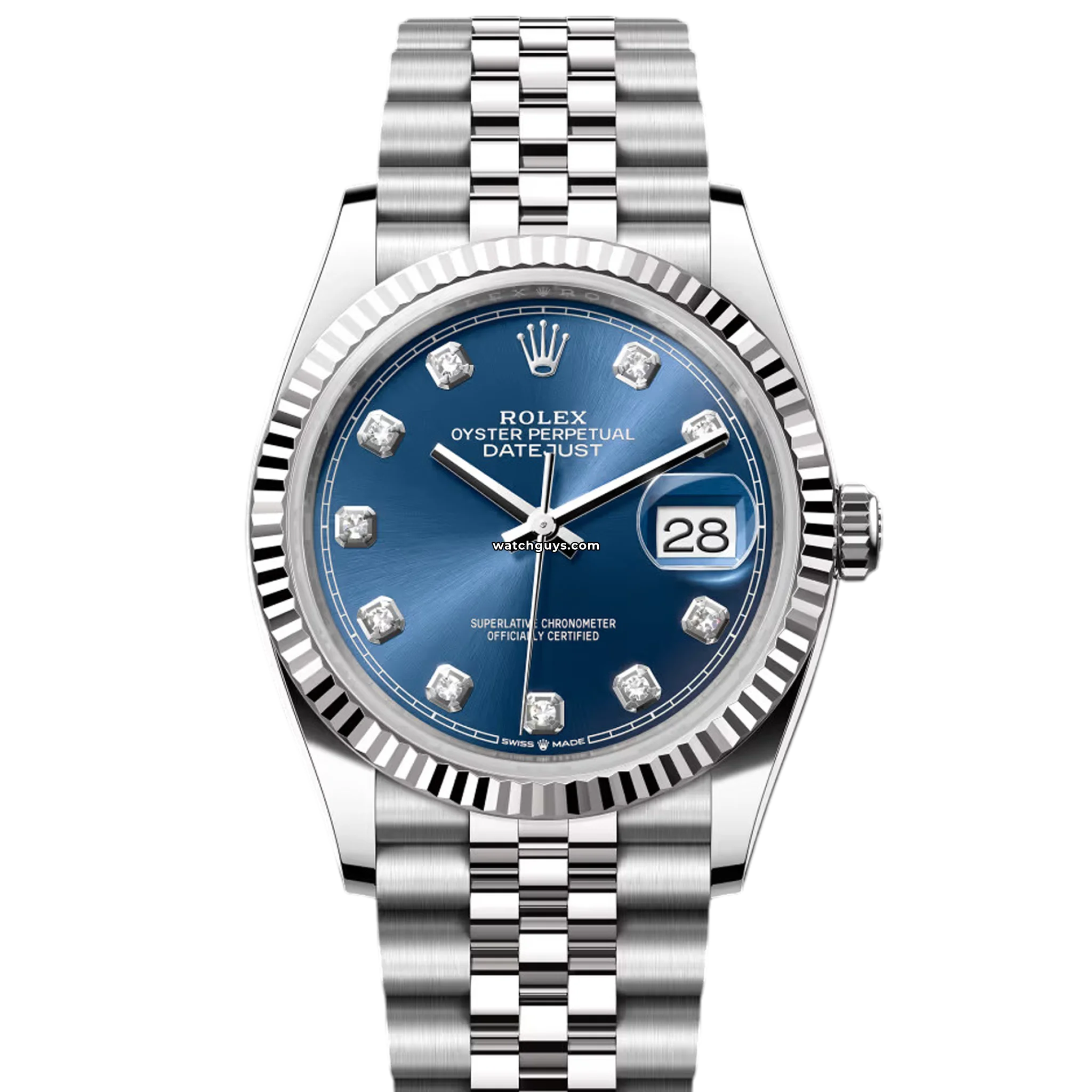 Rolex Datejust 126234 Men's Watch - 36mm Stainless Steel, Blue Diamond Dial, Jubilee Bracelet - Luxury Dress Watch for Business & Formal Occasions
