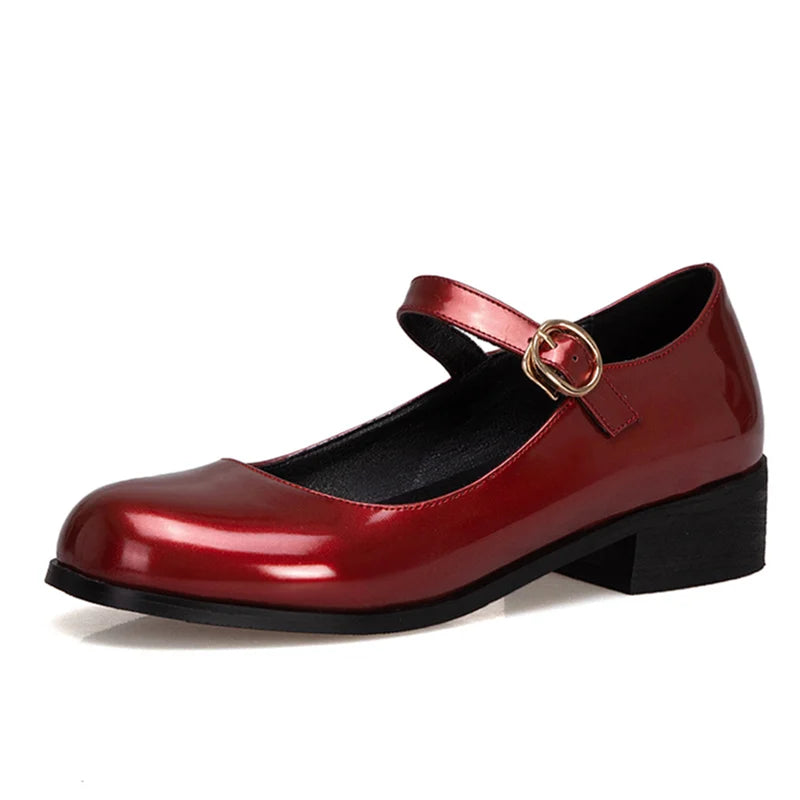 Spring Women's Loafers - Stylish Patent Leather Mary Janes with Elegant Strap | Comfortable Flats for Casual Wear & Dancing | Extended Sizes up to 45 | Perfect for Office, Parties & Everyday Fashion