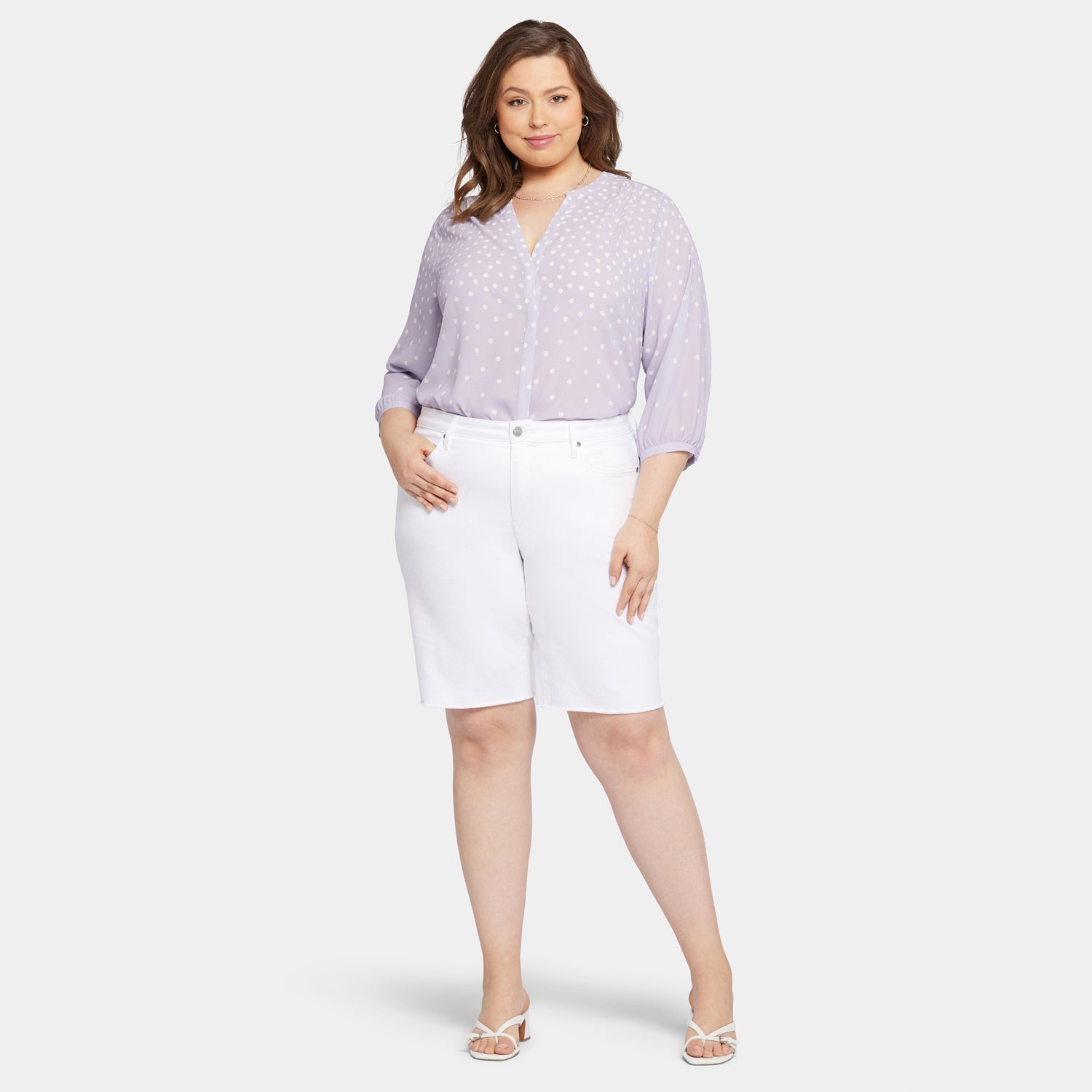 Plus Size Boyfriend Denim Shorts in Optic White - Comfortable & Stylish Women's Casual Wear for Summer Outings & Beach Vacations