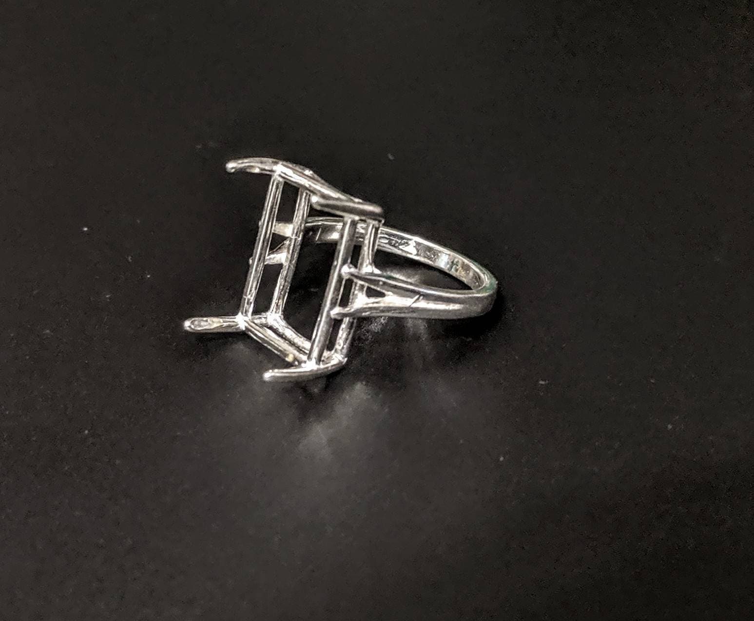 10x8mm & 20x15mm Emerald Cut Pre-Notched Cathedral Ring Setting - Solid Sterling Silver or 14K Gold - Size 7 (163479/143479) - Perfect for Engagement Rings, Wedding Bands & Jewelry Making