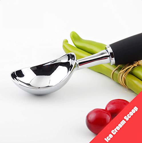 Premium Stainless Steel Melon Baller & Ice Cream Scoop Set - Non-Slip Ergonomic Rubber Grip for Hard Ice Cream, Frozen Yogurt, Fruits, Coffee Beans & Citrus - Perfect for Kitchen, Dessert Bars & Catering Events