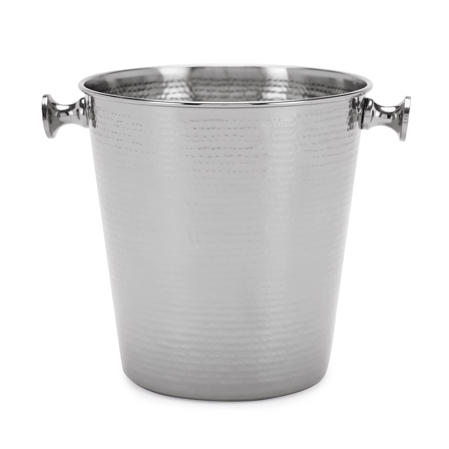 Pure Home + Living Silver Hammered Metal Ice Bucket - Elegant Barware for Cocktail Parties, Weddings & Home Entertaining
