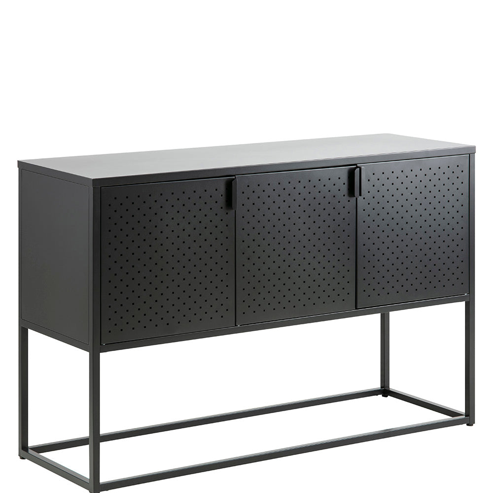 Modern Newton 3-Door Sideboard Cabinet 120cm Wide - Black Wooden Storage Buffet for Dining Room & Living Room - Perfect for Organizing Dishes, Linens & Home Decor
