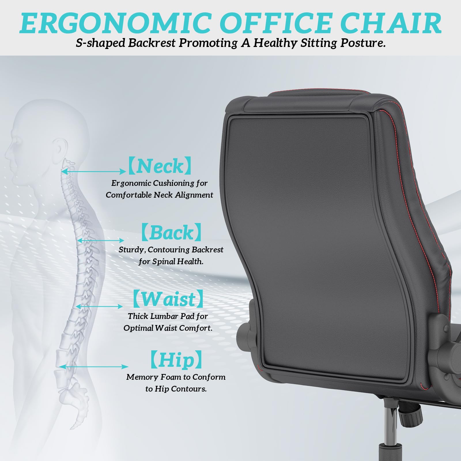 Premium High Back Executive Office Chair for Big & Tall - 400LBS Weight Capacity with Lumbar Support, Flip-Up Armrests & Smooth-Rolling Rubber Wheels - Ergonomic Desk Chair for Home Office, Conference Rooms & Executive Suites (Black)