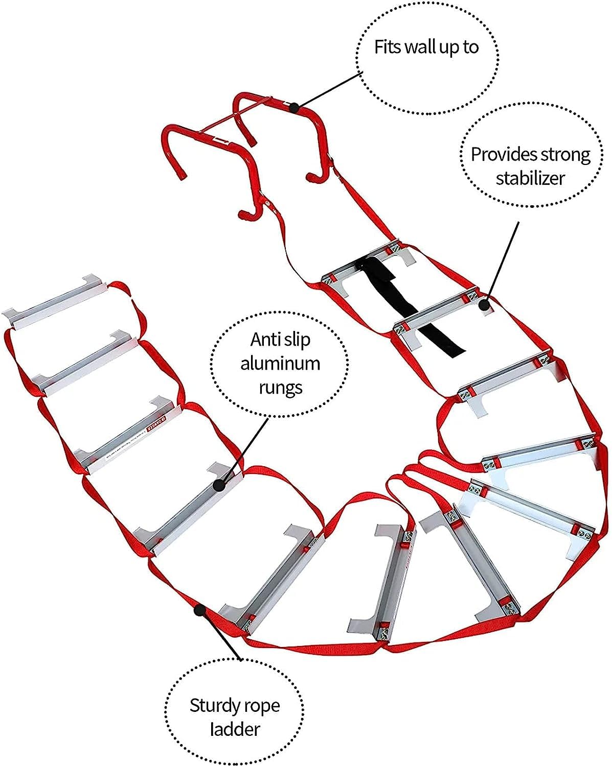2-6 Story Emergency Fire Escape Ladder - 4M/7.5M/10M Anti-Slip Fireproof Aluminum Alloy Rope Ladder for Home Safety - Perfect for Bedrooms, Apartments & Multi-Story Buildings