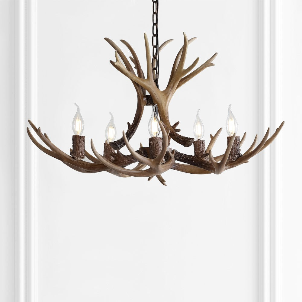 Eldora Adjustable Resin Antler LED Chandelier Light Fixture - Rustic Modern Lighting for Dining Room, Living Room, Cabin & Lodge Decor