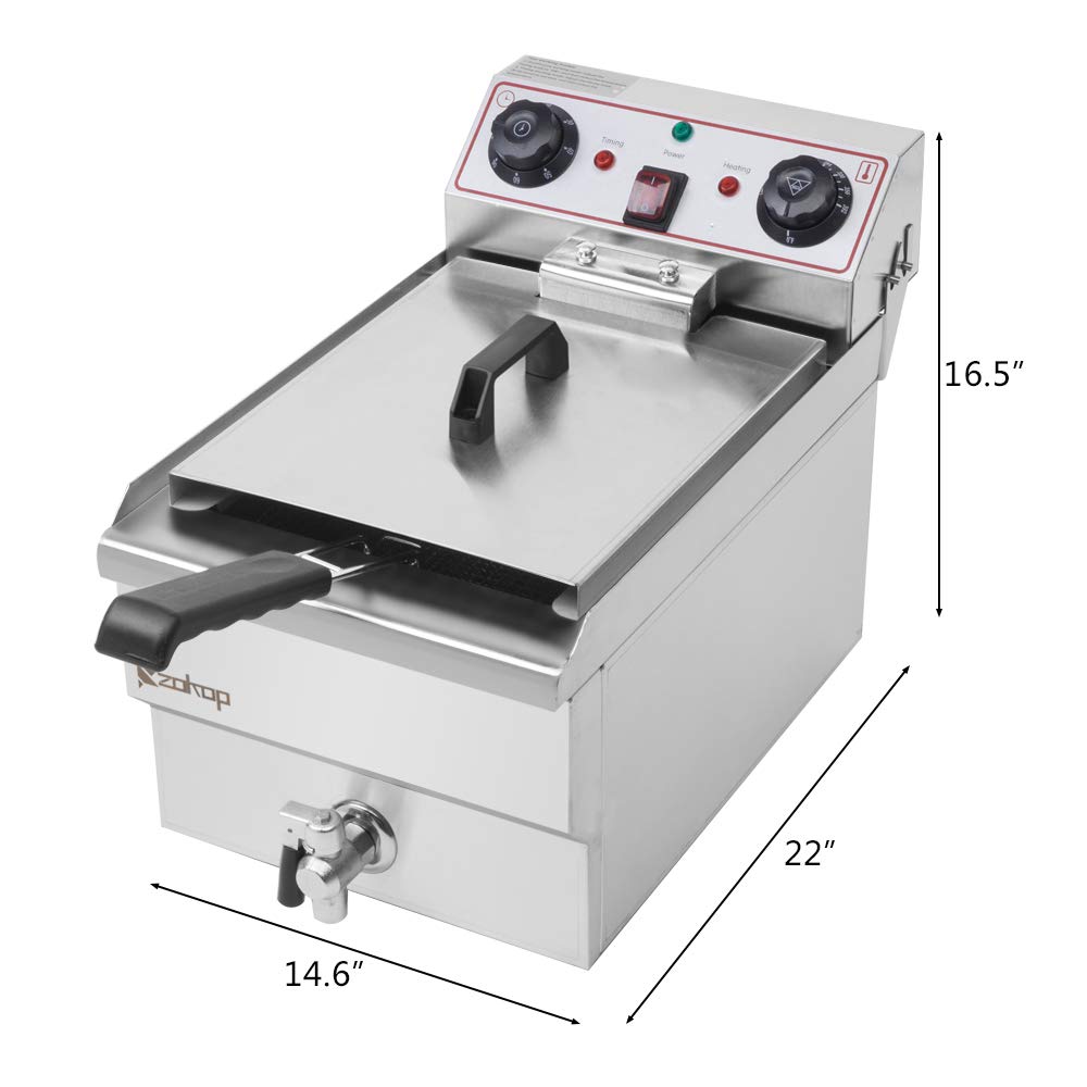 8.5QT/8L Commercial & Home Stainless Steel Electric Deep Fryer with Basket, 60-Min Timer & Oil Filtration System - Perfect for Restaurants, Catering & Family Cooking
