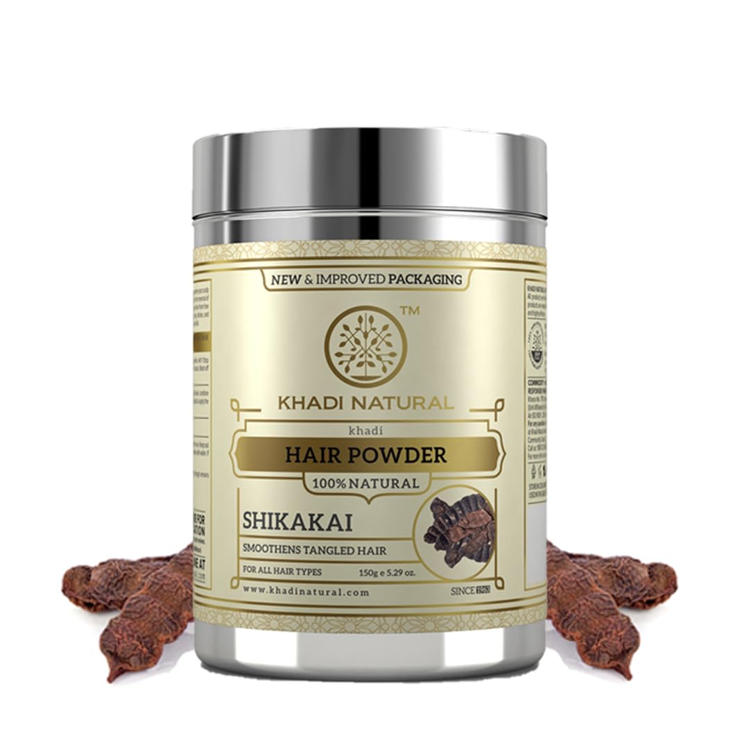 Organic Khadi Herbal Shikakai Powder 150g - Natural Hair Care for Hair Fall & Dandruff Control - Suitable for All Hair Types - Perfect for Ayurvedic Hair Wash & Scalp Treatment