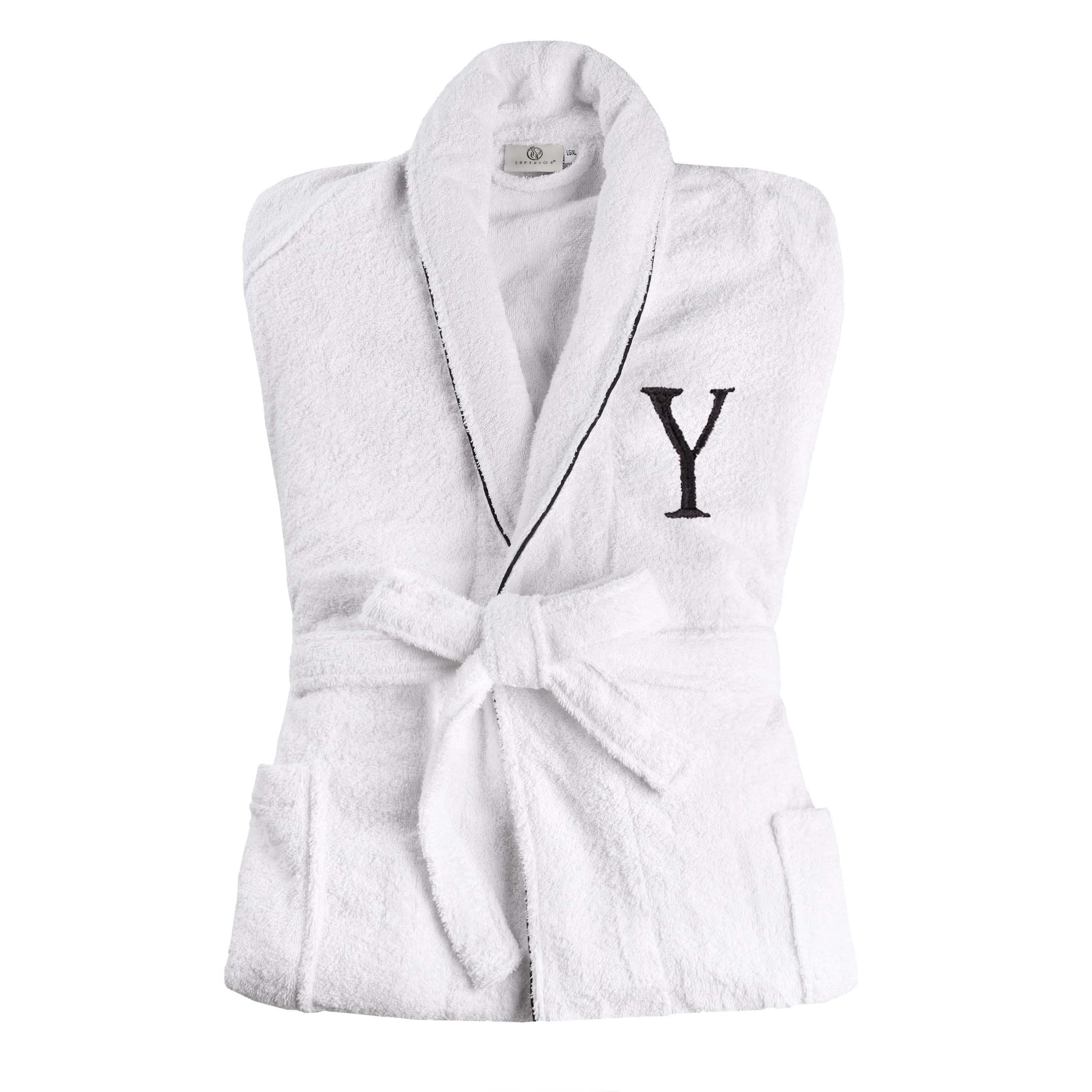 Premium Cotton Unisex Bathrobe for Adults - Soft, Fluffy & Highly Absorbent - White Embroidered Spa Robe for Relaxation, Hotels & Home Comfort